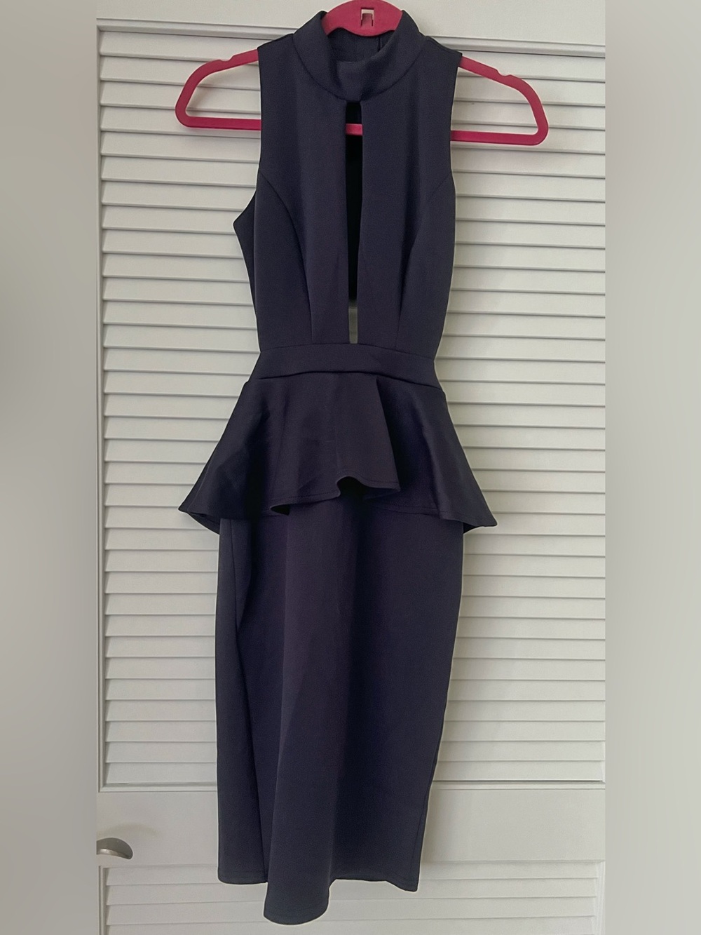 NWT ASOS Navy Blue High-Neck Peplum Midi Cocktail Dress